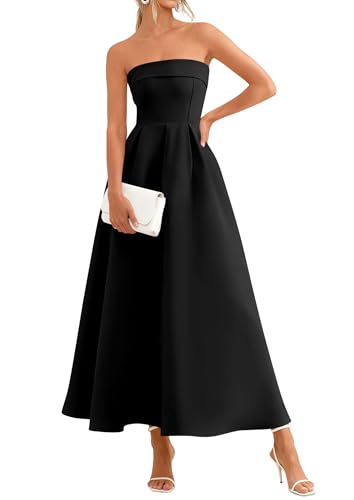 PRETTYGARDEN Cocktail Dresses for Women 2026 Summer Formal Elegant Tube Top Strapless Spring Wedding Guest Party Midi Dress