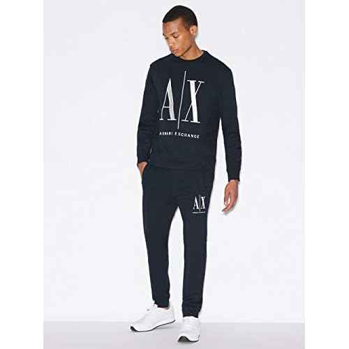 Armani Exchange mens Icon Project Embroidered Pullover Sweatshirt