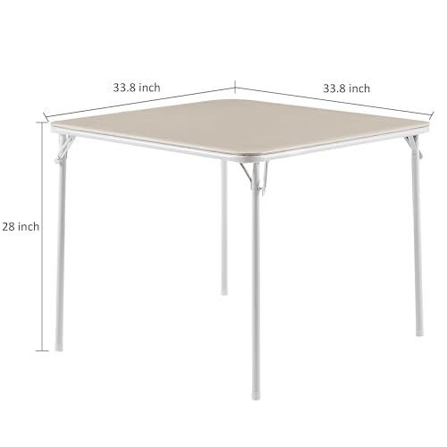 VECELO Folding Card Table Square and Chairs Set, Collapsible Legs & Portable for Indoor/Outdoor, Picnic, 5 Piece, Beige & ...