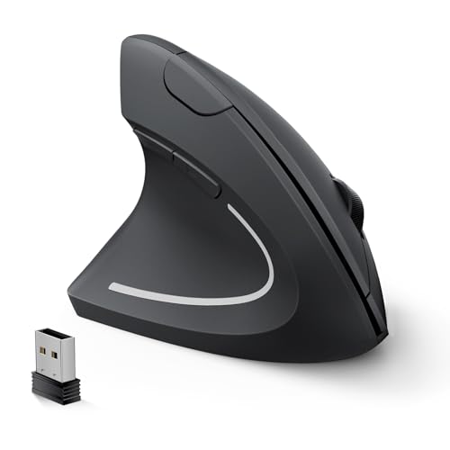 Lekvey Left Handed Ergonomic Mouse, Vertical Wireless Mouse for Left Hand, 2.4G USB Carpal Tunnel Lefty Mouse, 3 Adjustabl...
