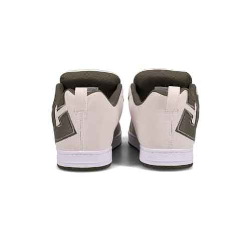 DC Men's Court Graffik Skate Shoe, White/Olive, 10