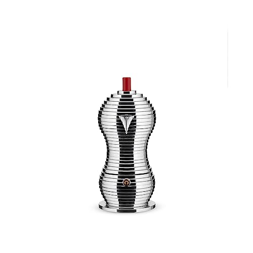 Alessi MDL02/3 R "Pulcina" Stove Top Espresso 3 Cup Coffee Maker in Aluminum Casting Handle And Knob in Pa, Red