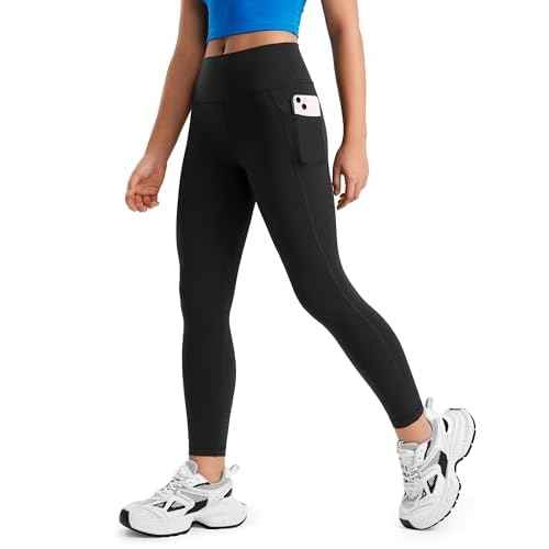 CRZ YOGA Girls Butterluxe Yoga Leggings with Pockets - Athletic Sports Casual Pants High Waist Tights Kids Teen