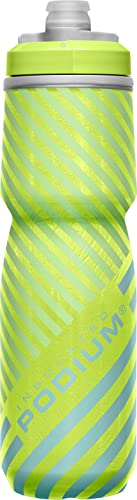 CamelBak Podium Chill Bike Insulated Squeeze Water Bottle Lime/Blue Stripe, 24oz