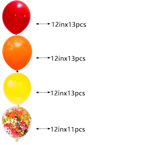 We Moment 12 Inch Red Orange Yellow Balloons with Red Orange Yellow Confetti Balloons,50pcs,for Thanksgiving Boys' Birthda...