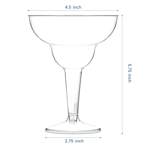 Kucoele 24 Pack Plastic Margarita Glasses, 12oz Disposable Cocktail Glasses Clear Party Cups for Wine, Champagne, Martini