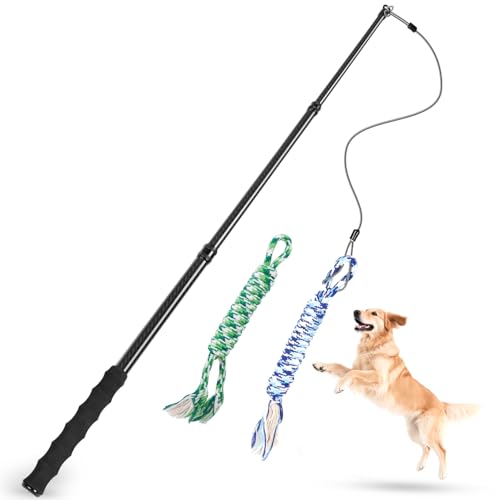 Msnaile Carbon Fiber Flirt Pole for Dogs, 0.23 Pounds Lightweight Dog Flirt Pole for Large Medium Small Dogs, Telescopic F...