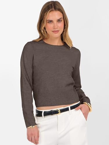ANRABESS Women’s Long Sleeve Sweaters Cropped Crew Neck Business Casual Light Weight Sweater Tops Fall Fashion Clothes 2025