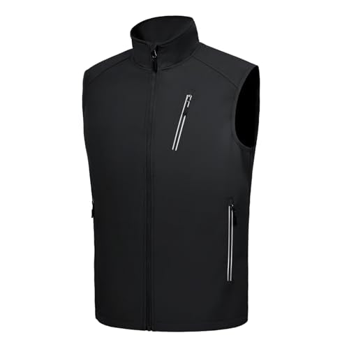 LZACTOIN-X Men's Lightweight Golf Vest Windproof Softshell Vests Outerwear Multi-Pockets Zip Up Sleeveless Jacket