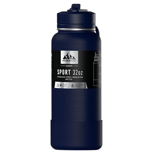 Hydrapeak 32oz Sport Insulated Water Bottle with Straw Lid, Leak & Spill Proof, Keeps Drinks Cold for 24 Hours, Hot for 12...