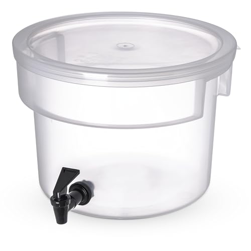 Carlisle FoodService Products Round Beverage Dispenser Drink Dispenser with Spigot for Catering, Plastic, 3 Gallons, Clear