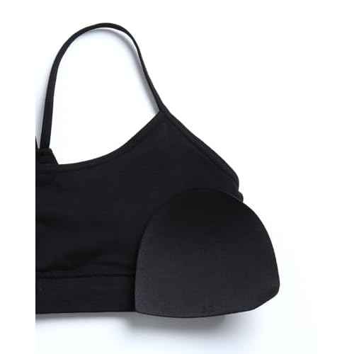Reebok Girls Training Bra - 2 Pack Racerback Crop Cami Bralette with Removable Pads - Soft Seamless Bras for Teens (6-16)