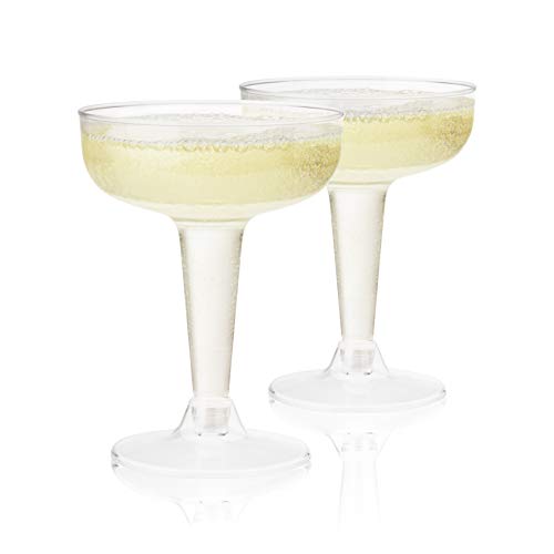 True Party Disposable Plastic Champagne Coupe Glasses Cocktail Set, Durable Home Wine Bar Accessories for Birthday Weddin...