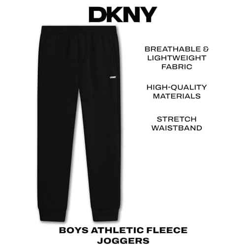 DKNY Boys Sweatpants - 4 Pack Soft Performance Fleece Boys Joggers Athletic Pants with Elastic Waist for Toddlers and Kids