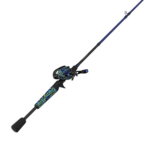Zebco Roam Baitcast Reel and Fishing Rod Combo, 6-Foot 6-Inch 2-Piece Fiberglass Rod with Split-Grip MaxTac Rod Handle, Lightweight Graphite Frame