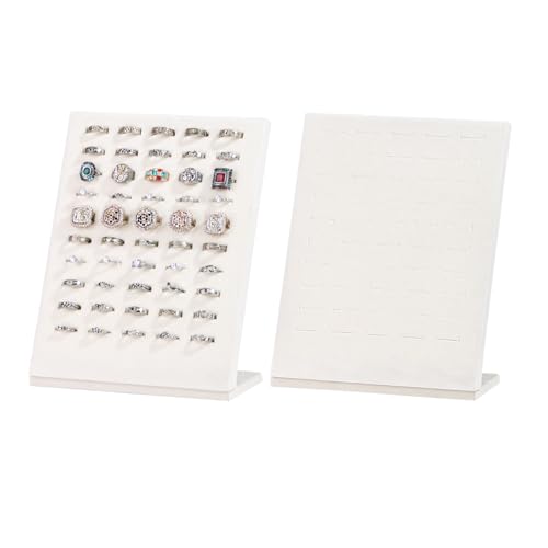 NobleKey 50 Slots Ring Holder Stand, Velvet Ring Display Board for Selling, L-Shape Ring Earring Display Ring Jewelry Pad ...