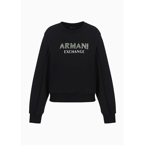 Armani Exchange Women's Rhinestone Logo Cropped Pullover Sweatshirt