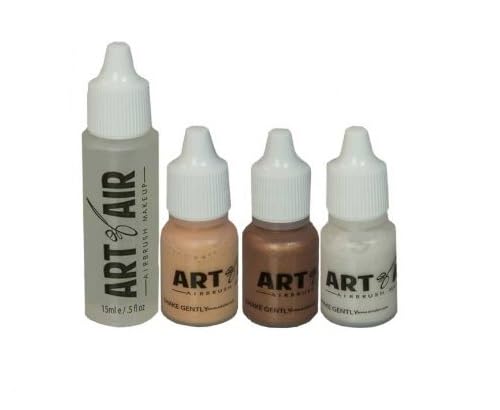 Professional Airbrush Cosmetic Makeup System/Fair to Medium Shades 6pc Foundation Set with Blush, Bronzer, Shimmer and Primer Makeup Airbrush Kit
