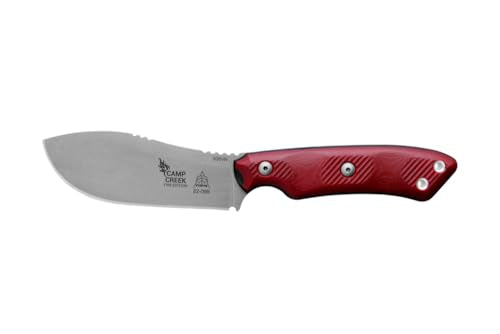 Tops Knives Camp Creek Fire Edition Full Tang Fixed Blade- Tumble Finish Blade Finish- Black Leather Sheath w/Dangler (Re...