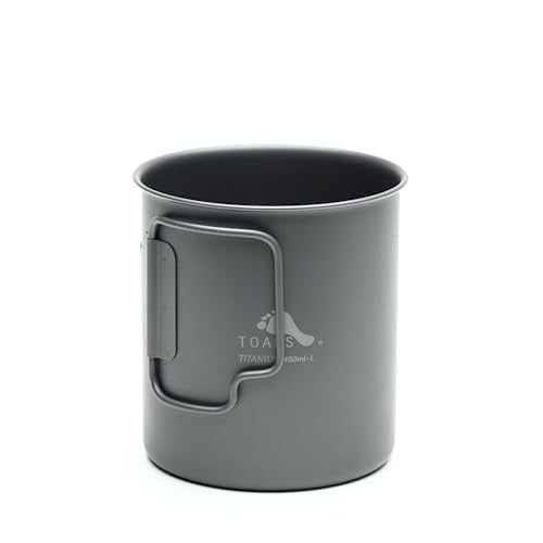 TOAKS Ultralight 450ml Titanium Cup – Camping Mug with Foldable Handles, 48g, Backpacking & Hiking Gear