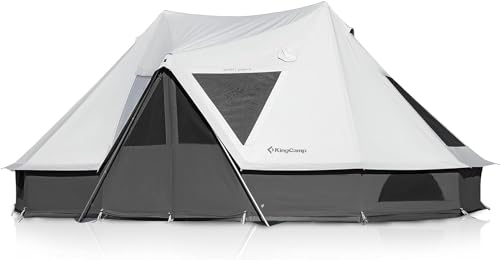 KingCamp Canvas Bell Yurt Tents, 4 Seasons Large Waterproof & Windproof Luxury Glamping Tent w/Stove Jack for Family Outdo...