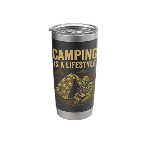 Camping Lifestyle Funny Outdoors Survival Gamer Humor Gaming Stainless Steel Insulated Tumbler
