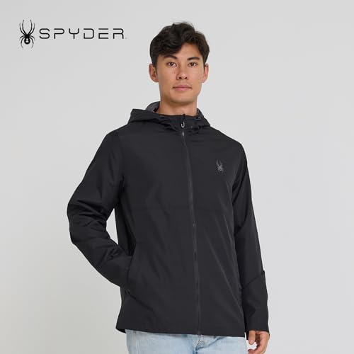 Spyder Packable Rain Jacket Men – Water Resistant Windbreaker with Hood, Lightweight Rain Coat Slicker, Travel, Golf, Fishing