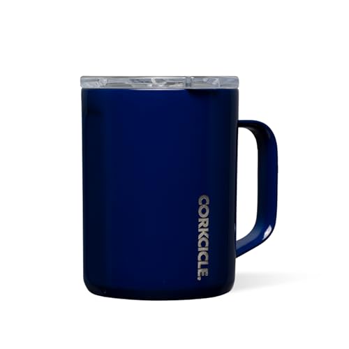 Corkcicle Classic Coffee Mug - Triple Insulated Stainless Steel for Travel - Shatter-Proof Lid - Keeps Drink Hot Over 3 Hours - Holiday Mug Gift - Great for Gifting - 16 oz - Gloss Midnight Navy