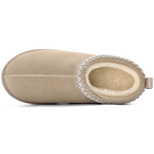 Evshine Women’s Genuine Suede Slippers, Fuzzy Warm House Shoes for Indoor Outdoor, Great Gift for Winter Comfort