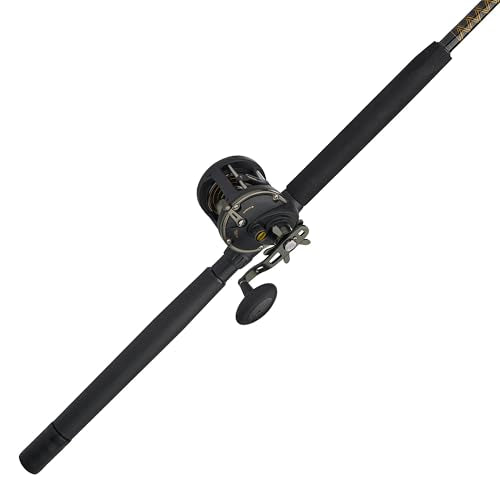 Penn 6'6" Squall II Level Wind Saltwater Rod and Reel Fishing Combo, 1-Piece Fishing Rod, Black/Gold