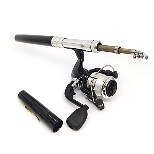 Portable Mini Small Fishing Rod and Spinning Reel Combos, Compact 38inch Pocket Pen Fishing Pole Telescopic with Line Lure...