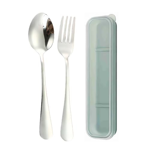 Stainless Steel Travel Utensils Set with Case Reusable Spoon Fork Portable Cutlery Set for Lunchbox Office Picnic Camping