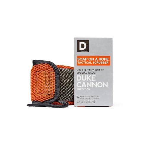 Duke Cannon Tactical Scrubber Soap Pouch - U.S. Military-Grade, Coarse and Soft Mesh, 550 Paracord, Shower Hygiene Essenti...
