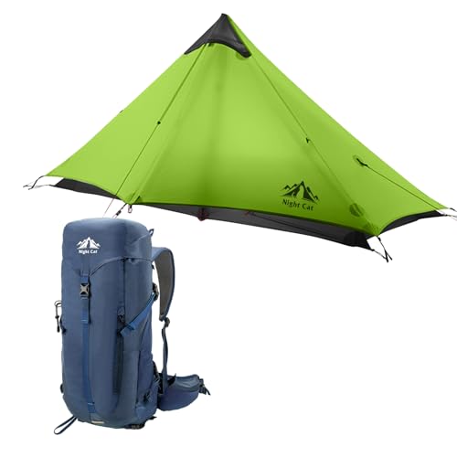 Night Cat Ultralight Tent 1 Person with Internal-Frame Hiking Backpack 30L for Professional Backpacker Hiker 2 LBS Only La...