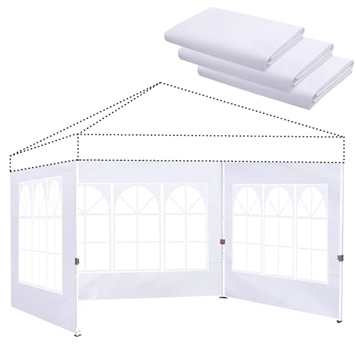 Church Window Canopy Sidewalls for 10x10 Pop Up Canopy 99% UV Protection, Waterproof, 3 Pcs Sidewalls Only,(White)