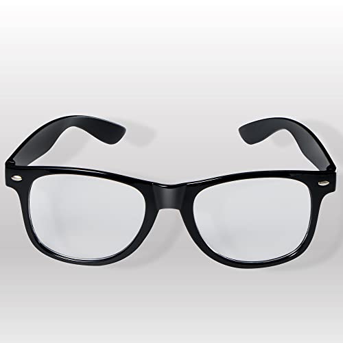 Spooktacular Creations Nerd Glasses, Black Fake Glasses with Clear Lenses Costume Props Halloween Cosplay for Men Women Ad...