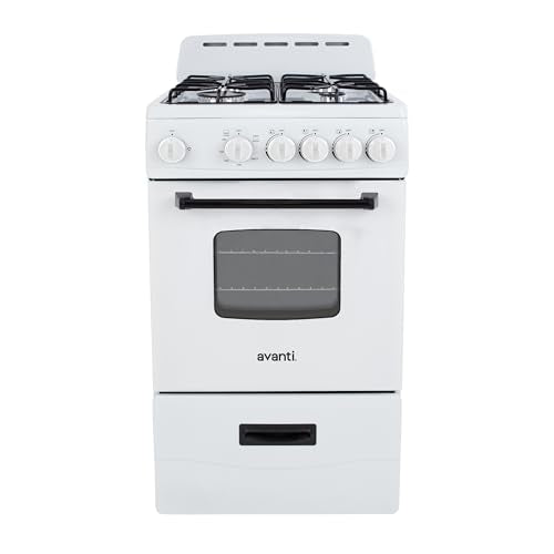 Avanti Gas Range Oven, Compact Freestanding Design, 4 Sealed Burners with Electronic Ignition, 2.1 Cu.Ft. Capacity Feature...