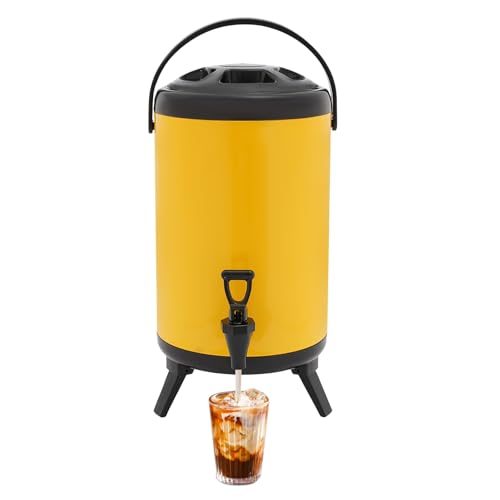 2 Gal Stainless Steel Beverage Dispenser with Faucet, Insulated Drink Cooler & Hot Chocolate Dispenser for Parties, 4-8H T...