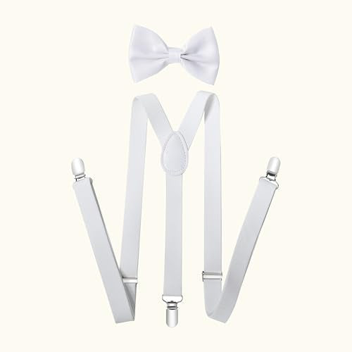 BABEYOND 1920s Mens Gatsby Gangster Accessories Set Panama Hat Suspender Bow Tie