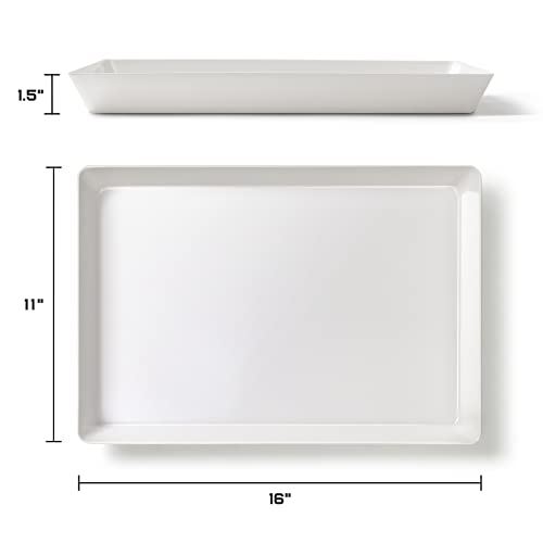6 Pack, 16" x 11" Large White Serving Trays Set - Reusable Plastic Serving Platters for Cookie, Appetizer, Charcuterie, Sn...
