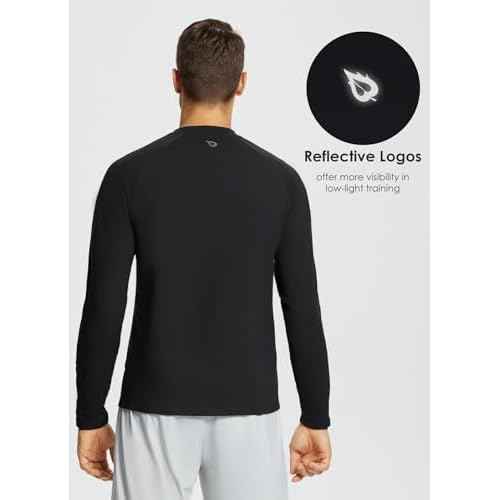 baleaf Men's Fleece Thermal Long Sleeve Shirt Cold Weather Workout Tops Moisture Wicking Running Shirt