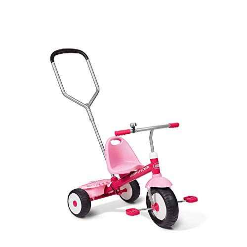 Radio Flyer Toddler Bike, Kids Bike, Outdoor Toys, Toddler Toys for Ages 2-4, Deluxe Steer & Stroll Kids Tricycle, for Ages 2-5, Pink