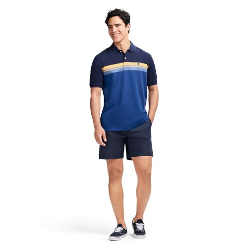IZOD Men's Advantage Performance Short Sleeve Stripe Polo Shirt