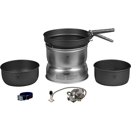 Trangia - 25-7 Ultralight Hard Anodized Camping Cookset With Gas Burner | Includes: Gas Stove, 2 HA Pots, HA Frypan, Upper...