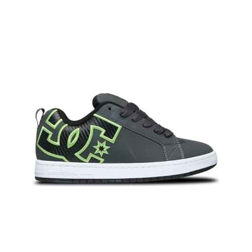 DC Men's Court Graffik Skate Sneaker Shoe, Grey/Black/Green, 11