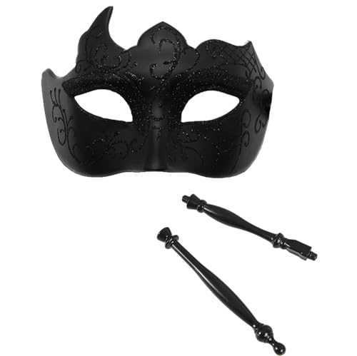 Pretishows Masquerade Mask for Men Handheld Venetian Mask Halloween Mask for Party Prom Ball Costume Mask