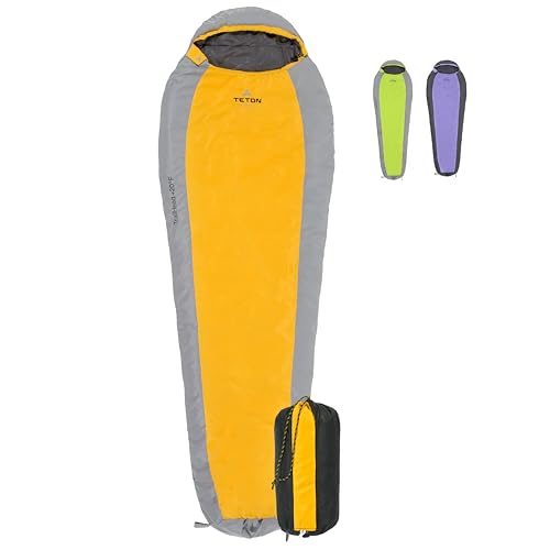 Teton 20F and 5F Degree Sleeping Bag; Lightweight, Warm Weather Mummy Sleeping Bags for Adults and Kids, Camping, Backpack...