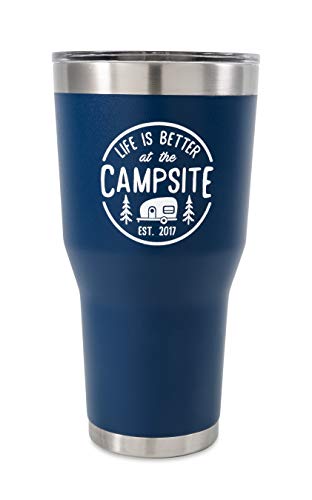 Camco Life is Better at The Campsite Tumbler | Heavy Duty Double Wall Vacuum Insulation | Crafted of 18/8 Stainless Steel...