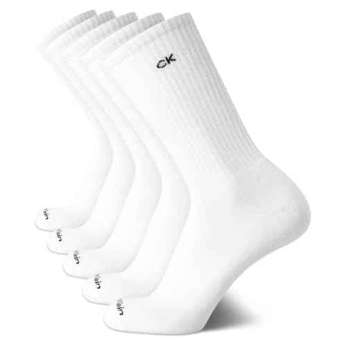 Calvin Klein Mens Crew Socks - 5 Pack Athletic Mid Calf Socks for Men (7-12)