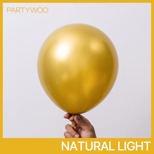PartyWoo Gold Balloons 123pcs Different Sizes of 18 12 10 5 Inch Gold Balloon Arch Kit Garland for Birthday Wedding Annive...